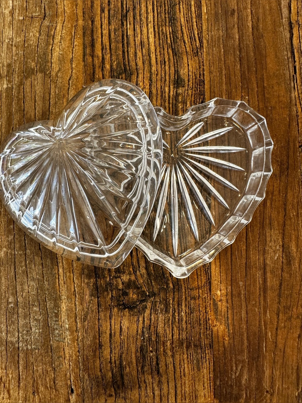 Jewelry organizer Heart-Shaped Clear Glass Trinket Dish - Two-Piece